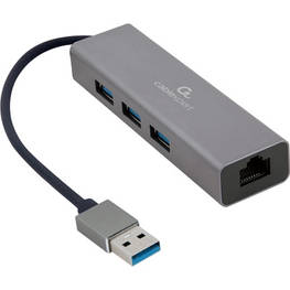 Адаптер USB-A to Gigabit Ethernet, 3 Ports USB 3.1 Gen1 Cablexpert (A-AMU3-LAN-01) - оригінал