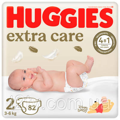 Підгузки Huggies Extra Care 2 (3-6 кг), 82 шт (5029053578088)