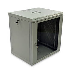 Шафа серверна SteelNet 12U 600 x 450 для мережевого обладнання (скло, сірий)
