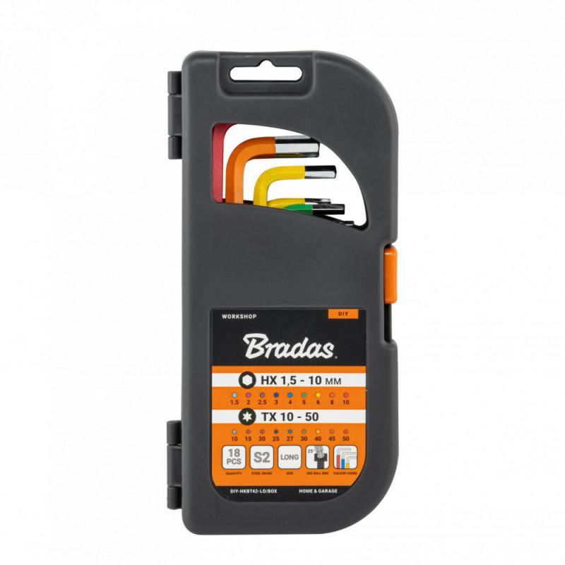 Набір торцевих і шестигранних ключів з кулястим наконечником HX 1,5-10 мм TX 10-50 18 шт. різнокольоровий /, фото 1