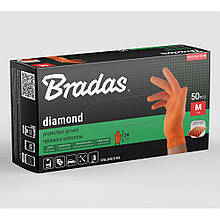 Нітрилові захисні рукавички, DIAMOND, розмір XL, 9-10, помаранчеві, RWJNDOR10