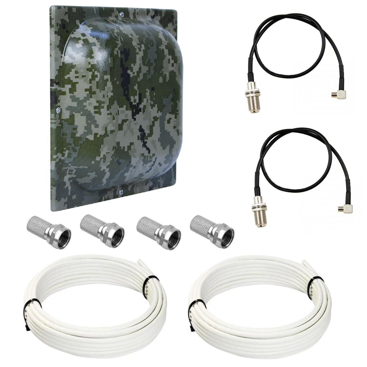 Антена панельна 3G 4G LTE MIMO MarketNet T800 (Мілітарі) 2х18 дБі 900/1700-2700 МГц (Комплект), фото 1