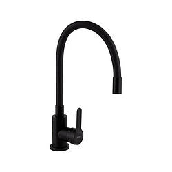 Змішувач для кухні з гнучким чорним гусаком Brinex Pure 015F3 Black Matt BRIPUR015F3BLM Чорний матовий