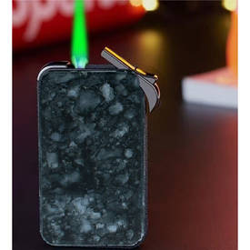 Газова запальничка металева з зеленим полум'ям П'єзо запальничка кольору мармуру