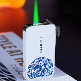 Металева газова запальничка з зеленим полум'ям П'єзо запальничка