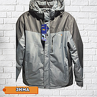 Тепла чоловіча куртка RLX плотна тканина з капюшоном Зима Чорна з сірим