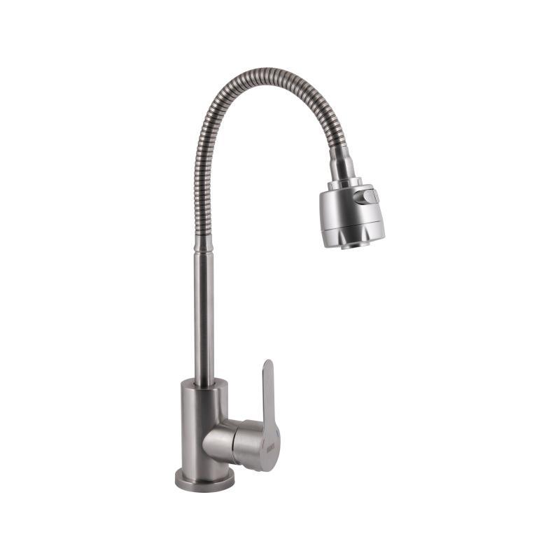 Змішувач для кухні Brinex Pure 015F41 з гнучким виливом Nickel BRIPUR015F41NKL, фото 1