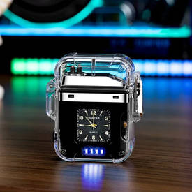 Електронна запальничка з годинниками Запальничка з ліхтариком