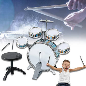 Барабанна установка на 5 барабанів з паличками та стільчиком 2042T 40х41х21 см