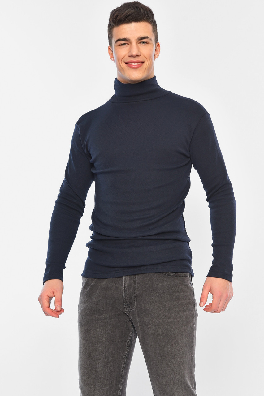 Гольф чоловічий на флісі темно-синього кольору р.46 166674M, фото 1