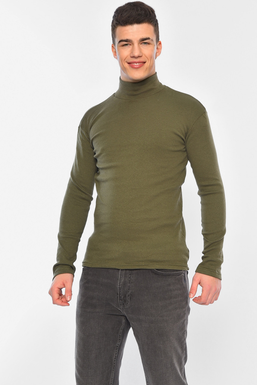 Гольф чоловічий на флісі темно-зеленого кольору 166676M, фото 1