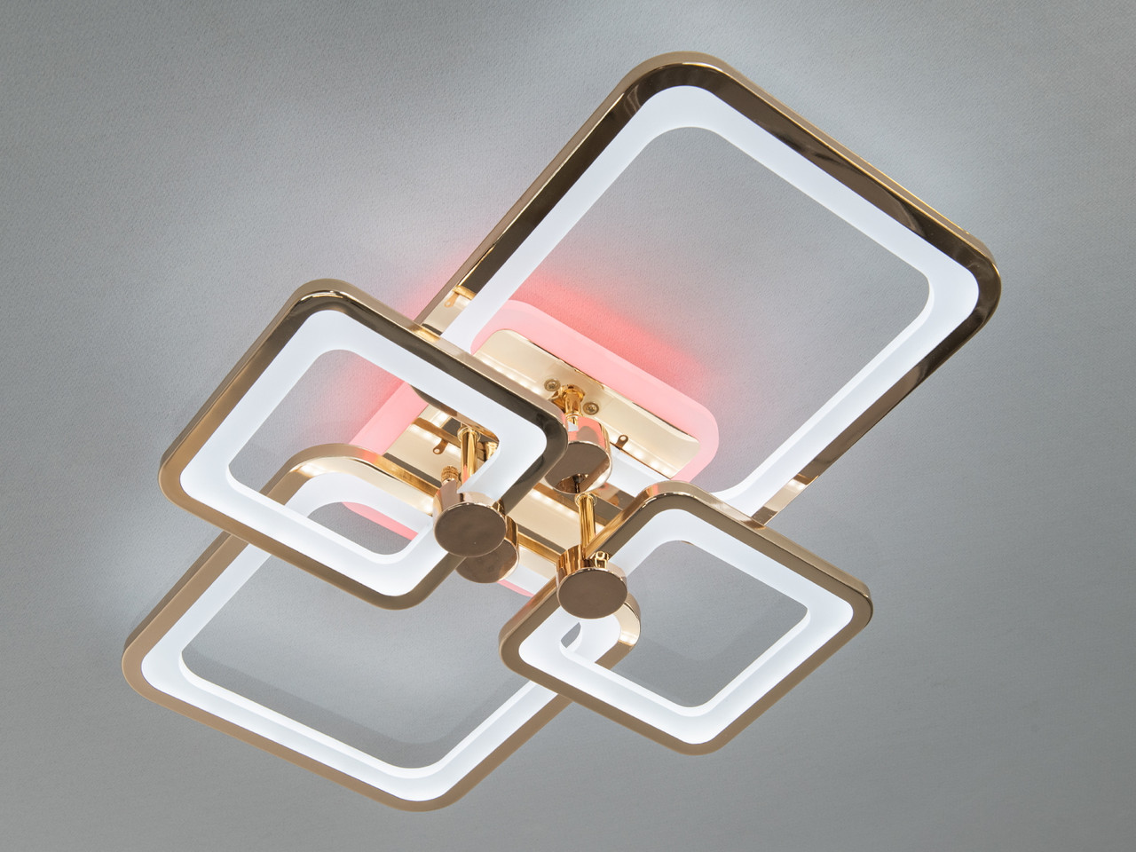 Плоска led люстра квадратами для офісу, золото, 76 W на 11 м2 8208-4G-LS