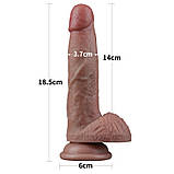Фалоімітатор з венами Dual Layered Silicone Cock 7.0, Коричневий, фото 3