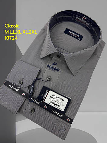 Сорочка Passero з довгим рукавом classik мілка клітка, mod 950. Color 302, фото 1