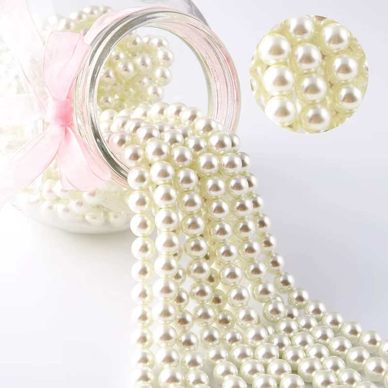БУСИНІ МАЙОРКА імітація 8 мм/нитка 80 см приблизно 110 перлин/ колір молочний