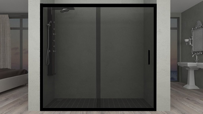 Душові двері Aquanil CARMEN 190х110 см чорна розсувні скло тоноване 6 мм, фото 2