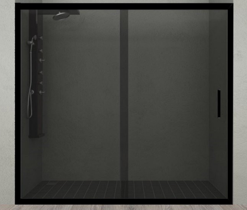 Душові двері Aquanil CARMEN 190х110 см чорна розсувні скло тоноване 6 мм, фото 1