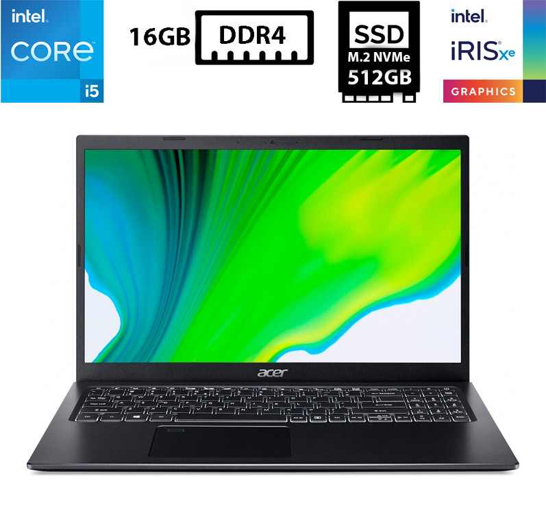 Ноутбук Acer Aspire A515-56-52PM/15.6”IPS 1920x1080/Core i5-1135G7 2.40GHz/16GB DDR4/SSD 512GB/Intel Iris Xe Graphics Камера Б/В