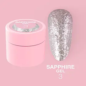 Гель із блискітками LunaMoon Sapphire Gel №3 для дизайну нігтів (5 мл)