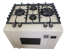 Комплект побутової техніки в бежевому кольорі retro, газова варильна поверхня та мікрохвильова піч Luxor Німеччина