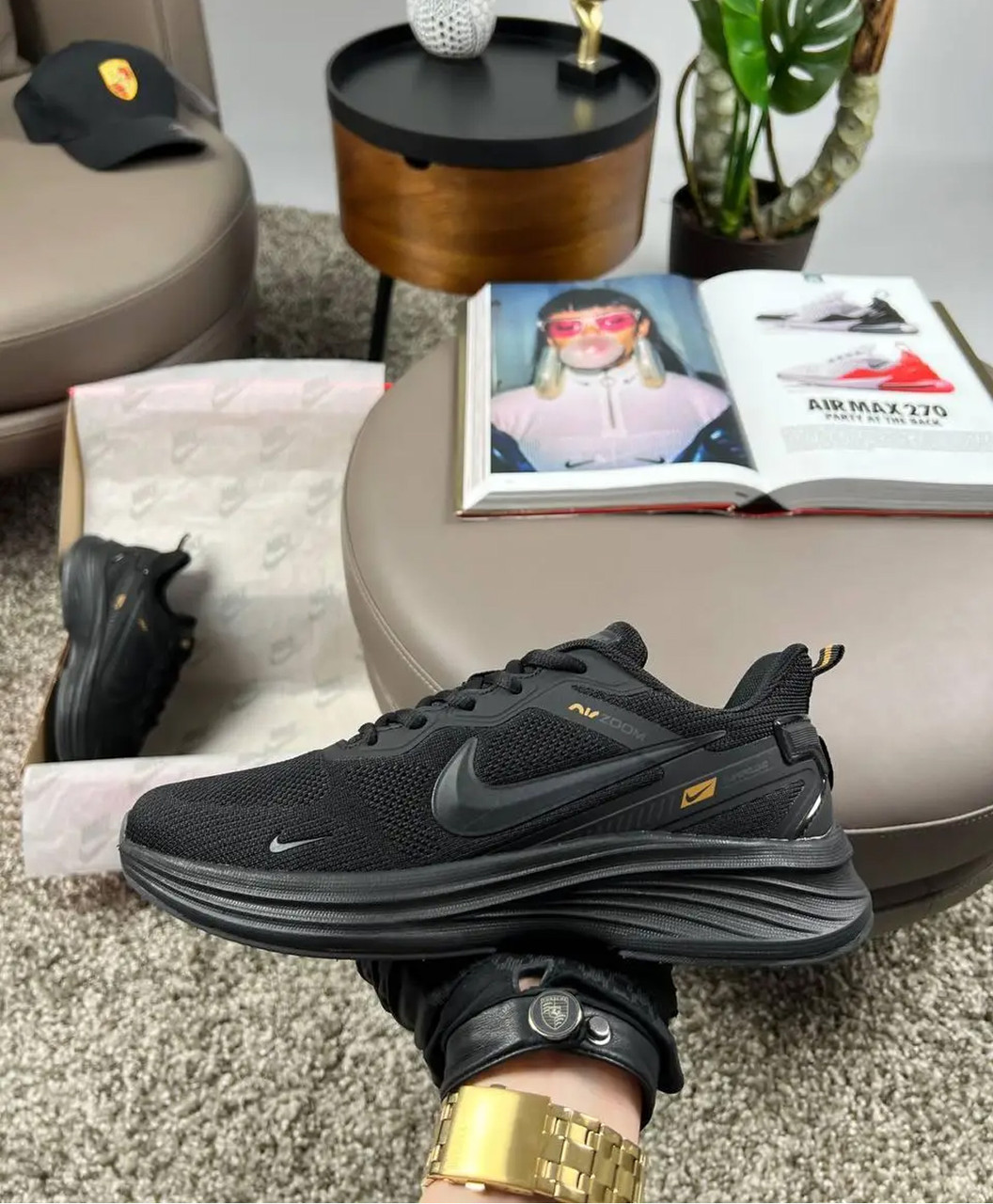 Чоловічі текстильні кросівки Nike Zoom Pegasus S All Black, кеди Найк текстиль нейлон чорні. Чоловіче взуття