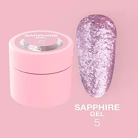 Гель із блискітками LunaMoon Sapphire Gel №5 для дизайну нігтів (5 мл)