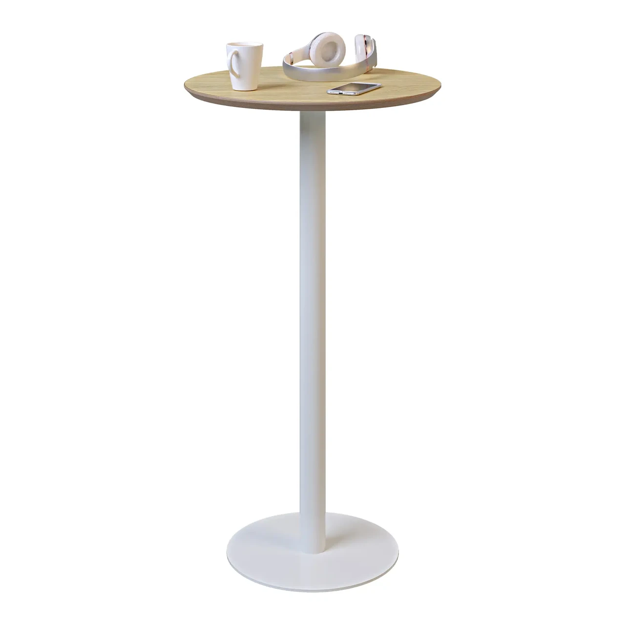 Стіл для кафе високий Соул бар / Soul bar d-60, H110см фанера/шпон, білий, фото 1