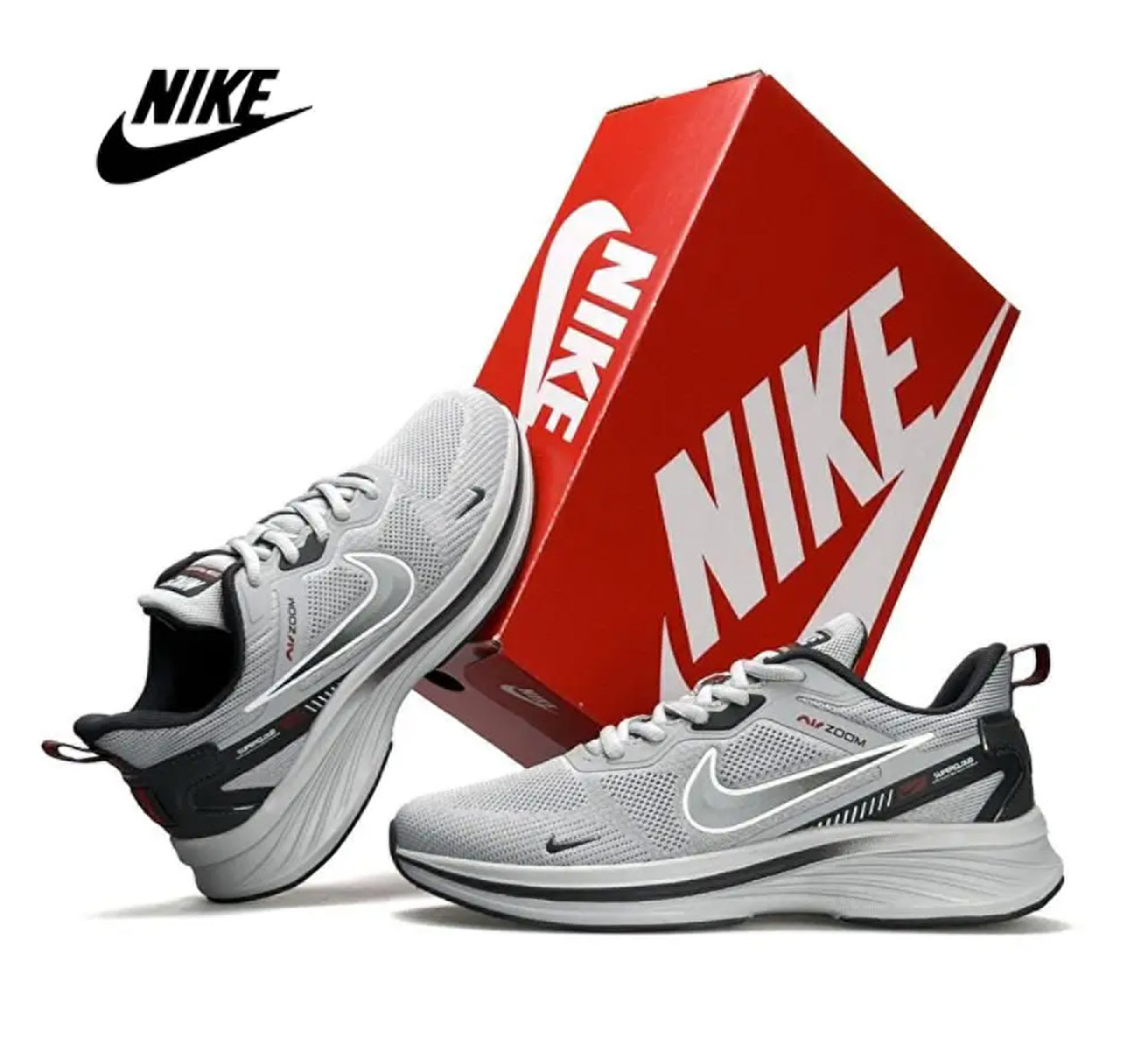 Чоловічі текстильні кросівки Nike Zoom Pegasus S Light Grey, кеди Найк текстиль нейлон сірі. Чоловіче взуття