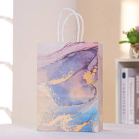 Пакет крафтовий "Мармур рожевий" 27х21х11 см