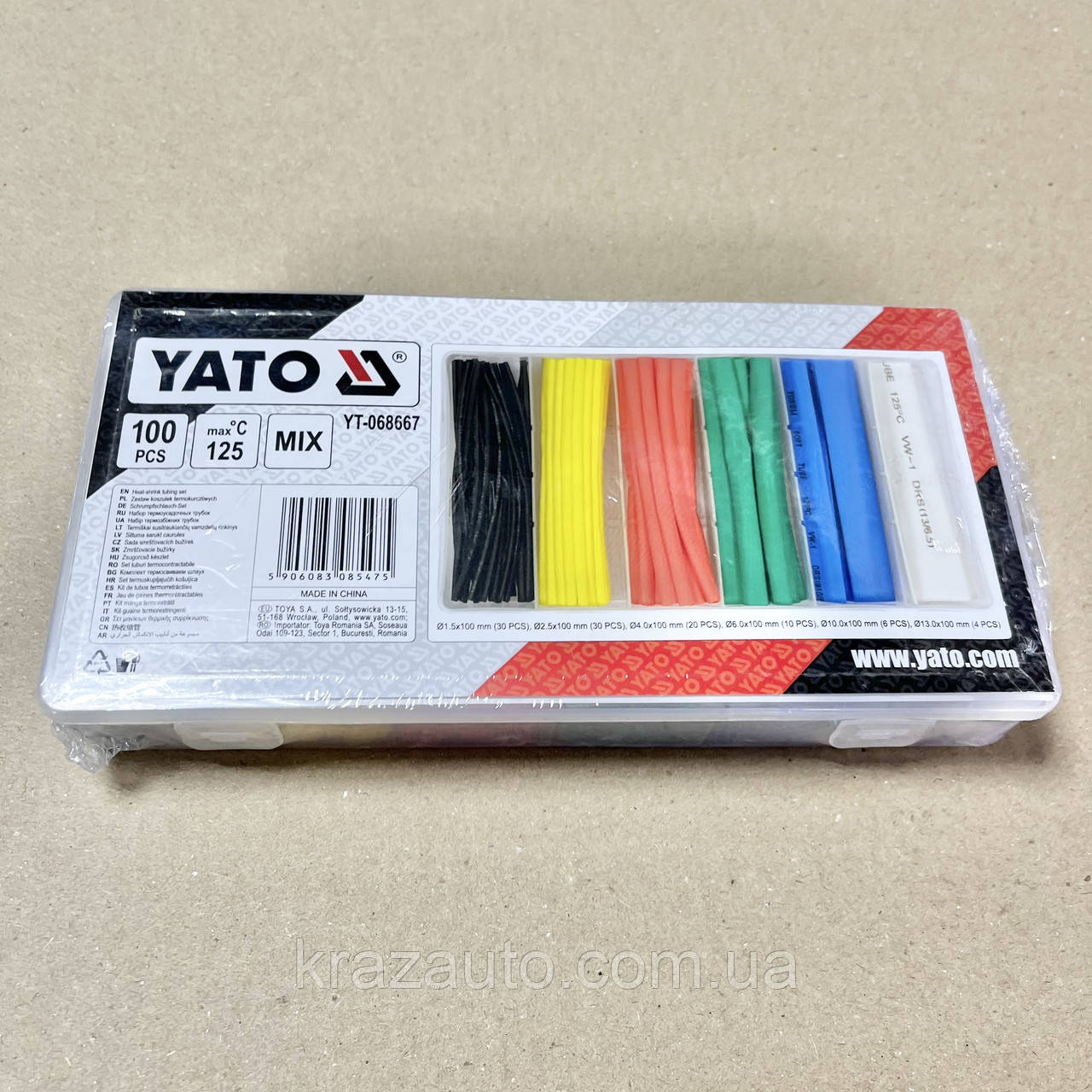 Кембрики термоусадкові до t = 125 °C вир-во YATO : різних розмірів, 100 шт кольорових YT-068667, фото 1