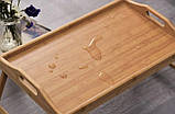 Столик для сніданку для ліжка для ноутбука - Бамбуковий дерев'яний складаний піднос RUHHY 25052, фото 4