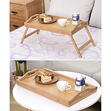 Столик для сніданку для ліжка для ноутбука - Бамбуковий дерев'яний складаний піднос RUHHY 25052, фото 8