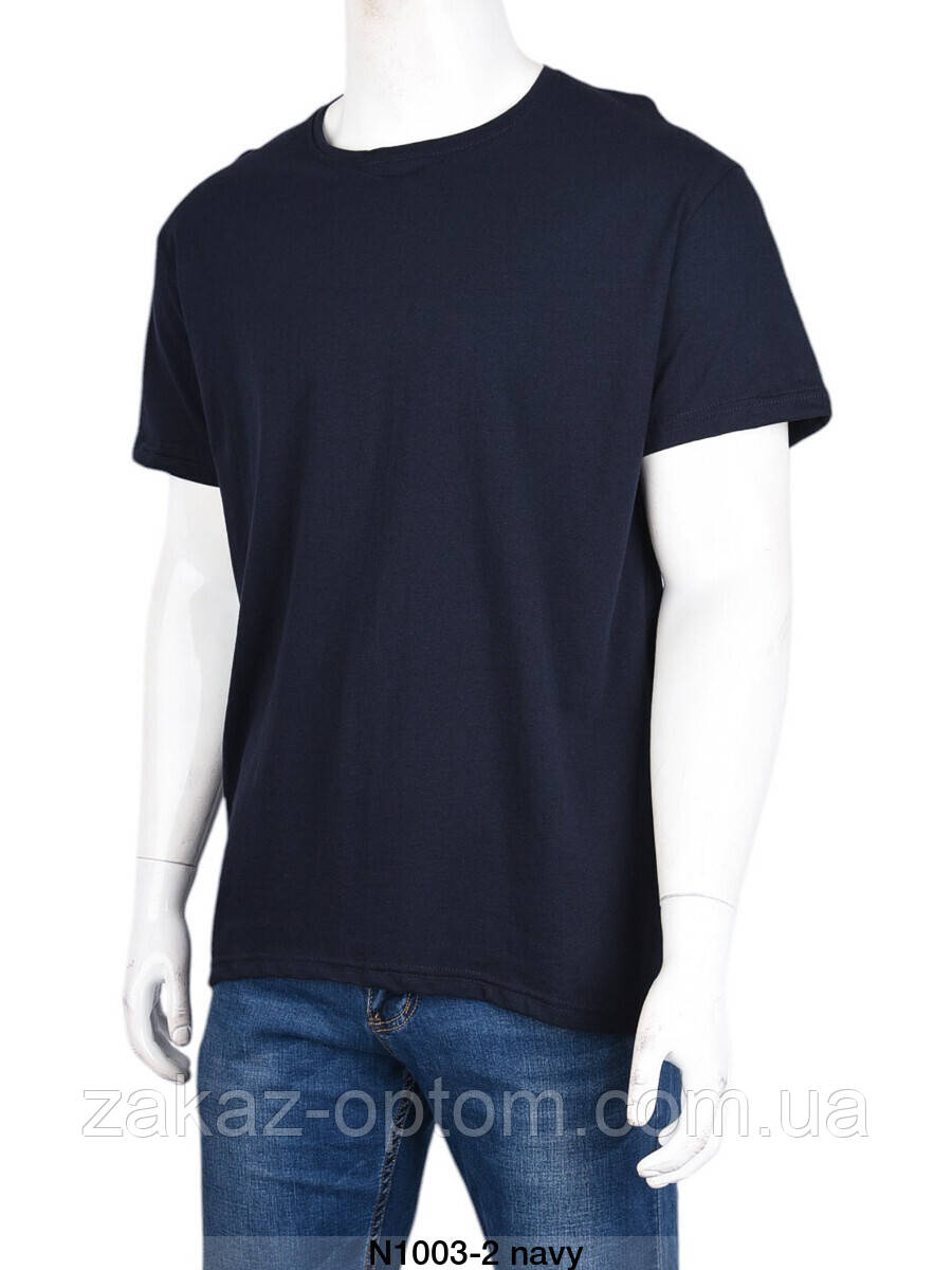Футболка чоловіча однотонна батал navy оптом (4XL-6XL) Україна N1003-131703