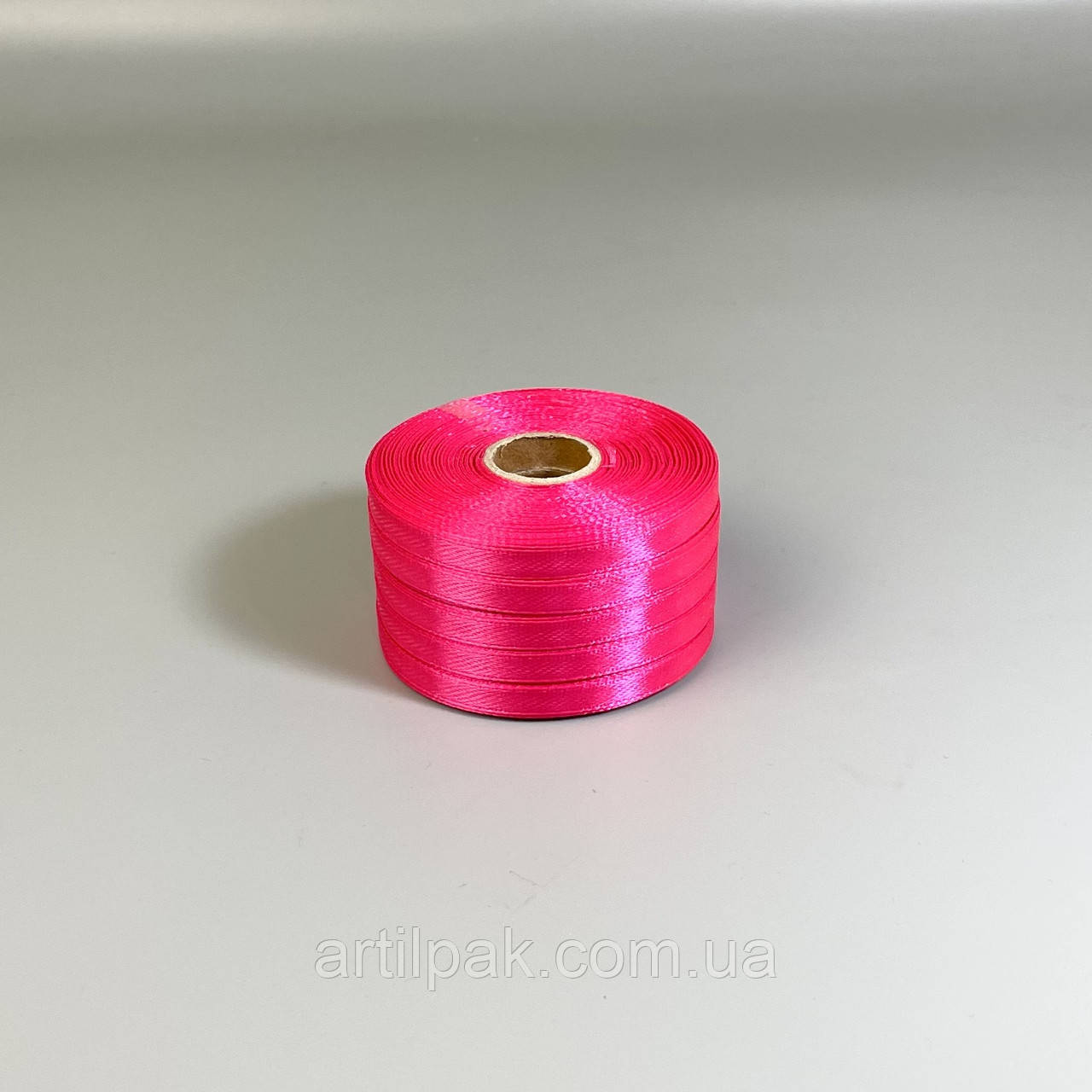 Стрічка атласна Малиновий неон, 0,6 см, 23 метра, фото 1