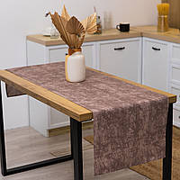 Скатертина-доріжка (ранер) "Мармур рожево-коричневий" 180х47см