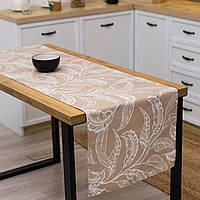Скатертина-доріжка (ранер) "Тропічне листя" (бежева) 180х47см