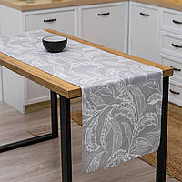 Скатертина-доріжка (ранер) "Тропічне листя" (сіра) 180х47см