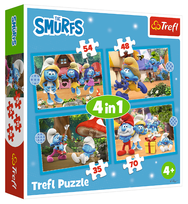 Пазли 4 в 1 Село Смурфів. Smurf Village (35,48,54,70 ел.) 34656 (Trefl)