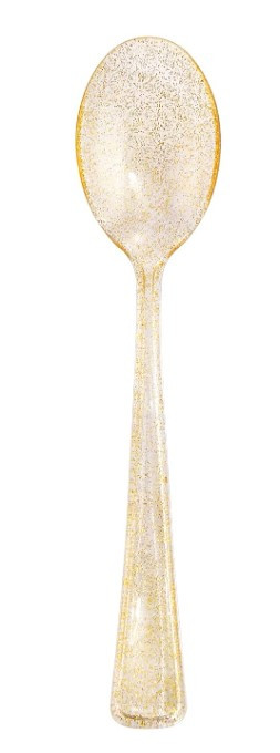 Ложка одноразова пластикова із золотим блиском 19 см (50 штук)