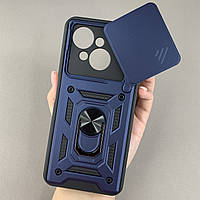 Чохол для Tecno Spark Go 1 (KL1) протиударний з підставкою зі шторкою на техно спарк го 1 темно-синій crt