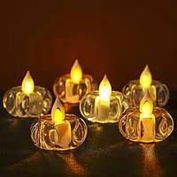 Свеча прозрачная декоративная на батарейке "Тыква" комплект 12 шт.