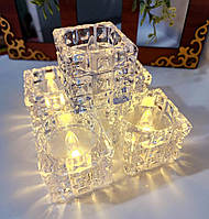 Свеча прозрачная декоративная на батарейке "Квадрат" комплект 12 шт.