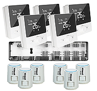 Проводное управление водяным теплым полом 5 зон 4HEAT | HR-03C + HT-25 (5шт) + Привод ATR (6шт)