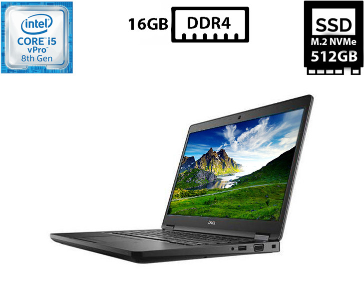 Ноутбук Dell Latitude 5490/14” IPS 1920x1080/Core i5-8350U 1.70GHz/16GB DDR4/SSD 512GB/Intel UHD Graphics Камера Б/В