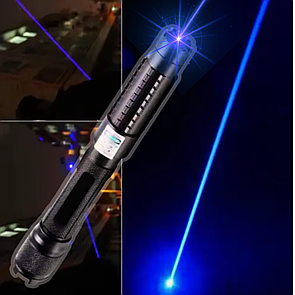 Потужна лазерна указка синій лазер акумуляторний дальність до 15км YX B015 5 насадок
