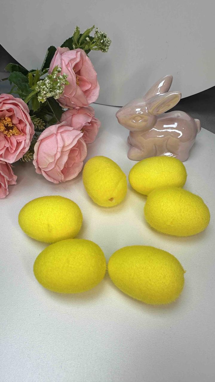 Яйце декоративне оксамитове. Колір - жовтий. 5 см, фото 1