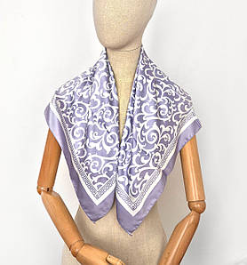 Хустка модна жіноча шовкова Офелія лаванда вензель