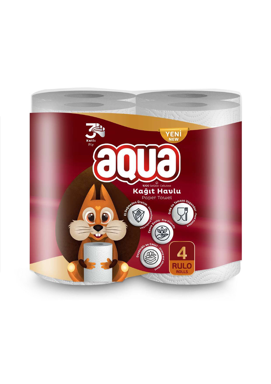 Паперовий рушник AQUA 4рул/пач 3-шаровий,