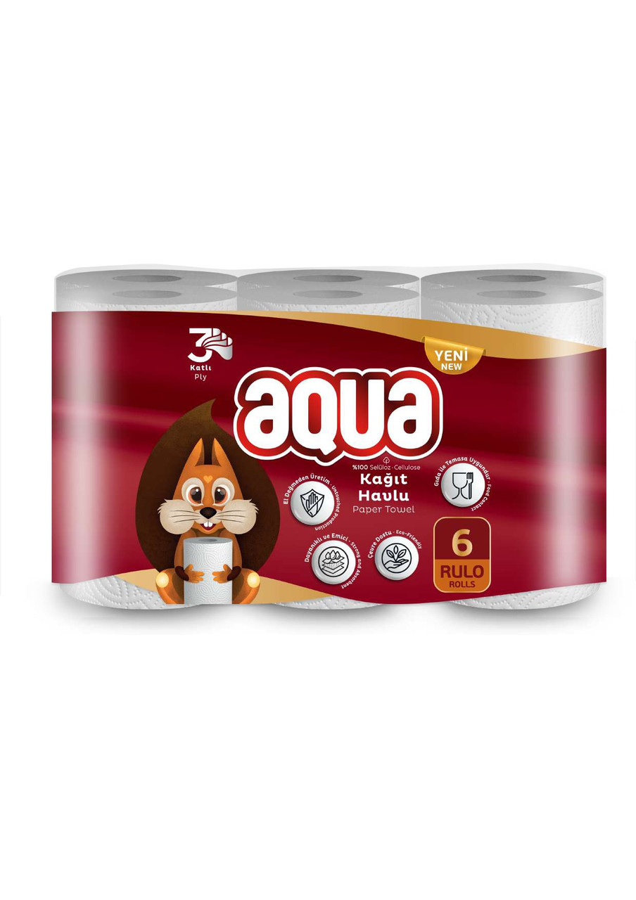 Паперовий рушник AQUA 6рул/пач 3-шаровий