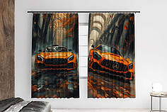 Штори з принтом «Помаранчева машина на гонках. Orange car at the races»